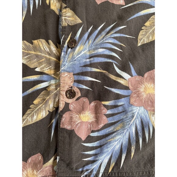 Cactus Black Label Hawaiian Shirt Men’s Med Black Blue Floral Tropical Button Up - Picture 12 of 13